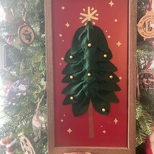 Festive Green Velvet Christmas Tree Wall Art
